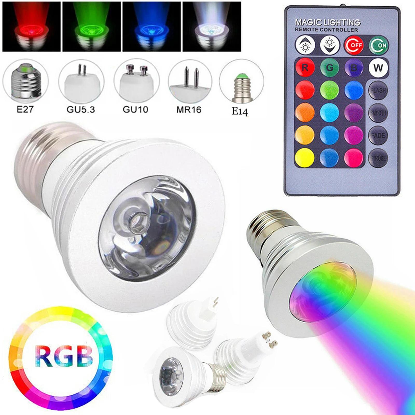 LED RGB ƮƮ , E27, E14, GU10, GU5.3, MR16, 3W  , Ȩ ,    